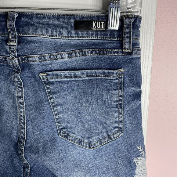 KUT From the Kloth Skinny Ankle Jeans Women’s 2 Floral Embroidered Medium Wash - Picture 10 of 11